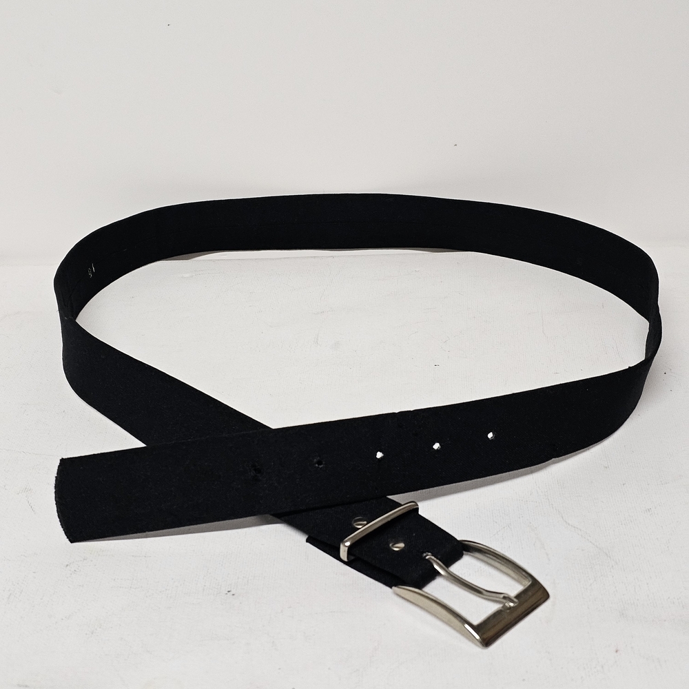 Black Fabric Belt with Silver Buckle – 38.5" Length